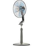 Rowenta VU5551 Turbo Silence Oscillating 16-Inch Stand Fan Powerful and Quiet with Remote Control, 4-Speed, Silver