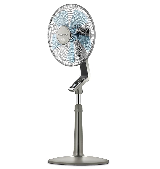 Rowenta Fan, Oscillating Fan with Remote Control, Standing Fan, 4-Speed, Silver