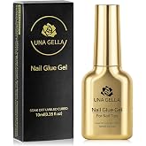 UNA GELLA 6 in 1 Gel Nail Glue U V for Nails Tips 10ml Long Lasting | Super Strong Brush On Glue for Base Blooming Gel for Clear False Nail Tips and Press on Acrylic Nails Need Light Cured