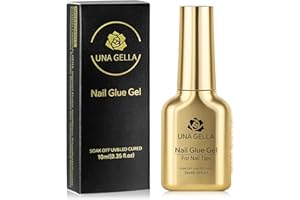 UNA GELLA 6 in 1 Gel Nail Glue for Nails Tips 10ml Long Lasting Super Strong Brush On Nail Glue for Base Blooming Gel for Clear False Nail Tips and Press on Acrylic Nails Need U V Light Cured