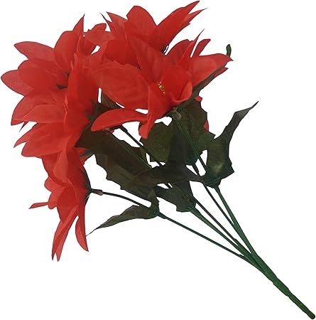 Stella Di Natale Fiore.3 X Natale Fiore Di Seta Artificiale Stella Di Natale Natale Grappolo Bush Rosso 7 Teste Per Grappolo Amazon It Casa E Cucina