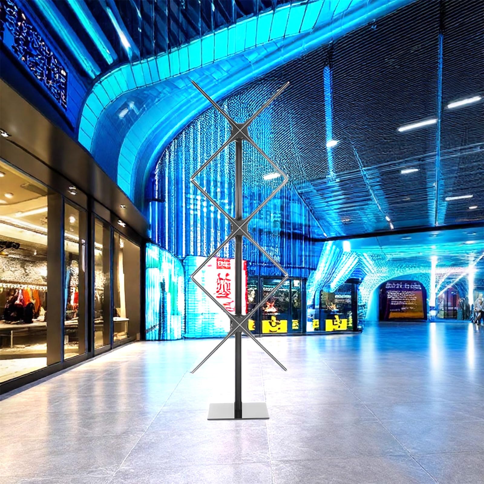 Missyou 152CM 3D Hologram Fan Christmas Tree Display and Stand,3 x 56cm Fans with Bluetooth,App & Remote Control,Holographic Fan LED,Customizable Video Content for Exhibitions,Trade Shows,Advertising