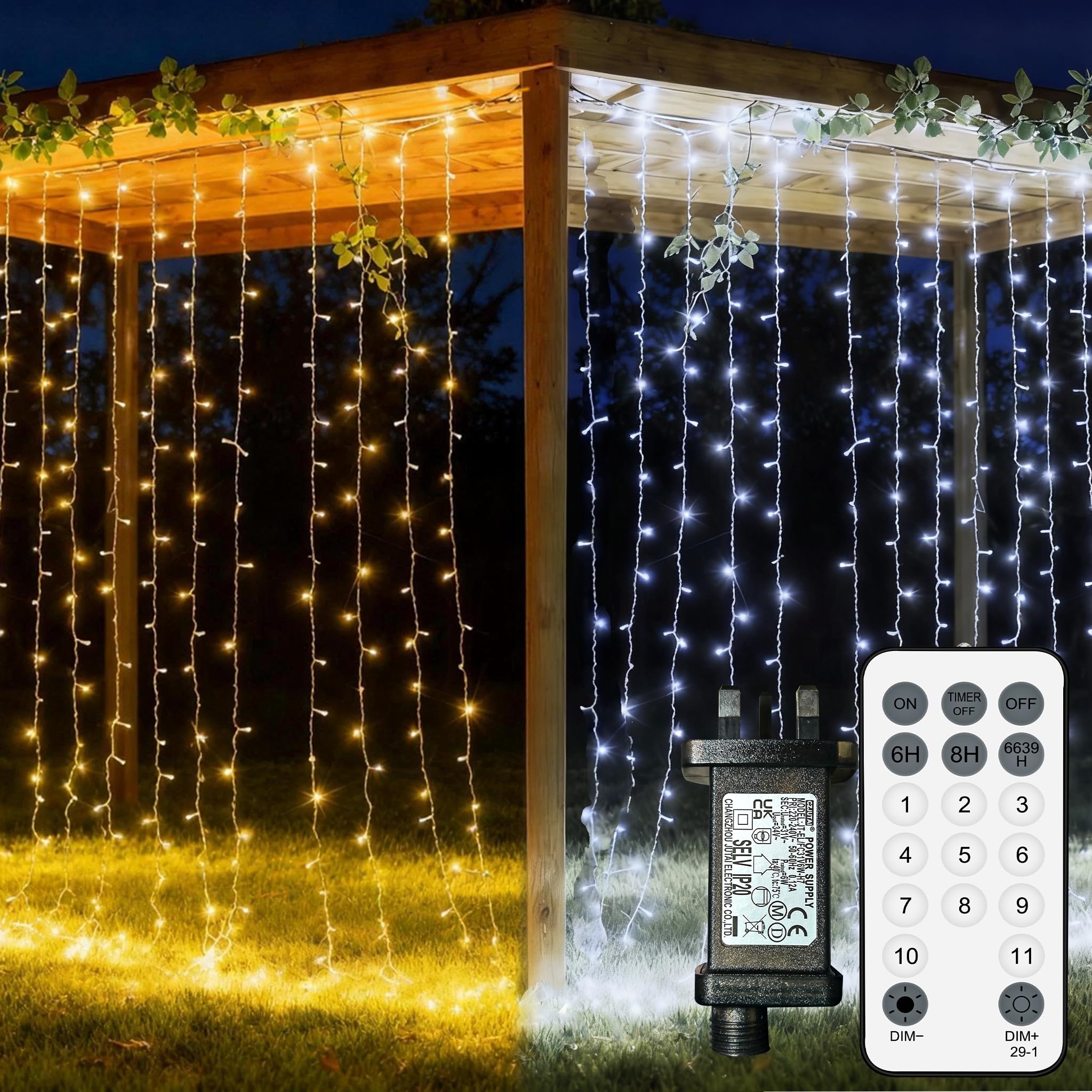 YOSION 3m x 3m 325LEDS Curtain Fairy Plug in String Lights, 11 Modes Color Changing Hanging Waterfall Lights, Waterproof Window Lights with Remote for Indoor, Outdoor, Christmas,Wall, Party, Wedding