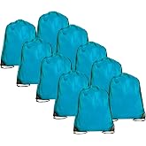 Threadart Aqua Drawstring Backpack - Pack of 10 Cinch Sack 15x18.5 | Pack of 10 Aqua drawstring cinch backpacks, 15"x18.5"; for gym, sports, travel, school &amp; DIY decorating