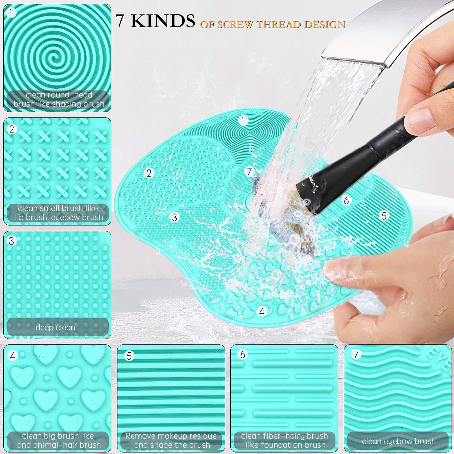 Portable Makeup Brush Cleaning Mat, Pack of 2 Colors Silicone Suction Cup Portable Cosmetic Brush Cleaning Tool for Travel & Home: Beauty