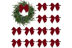 AIMUDI Red Velvet Ribbon Bows 4'' Christmas Bows for Gift Wrapping Premade Gift Bows Velvet Bows for Christmas Trees Wreaths Presents Crafts Home Christmas Winter Decorations, 12 PC