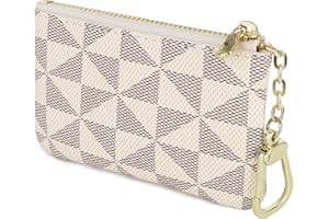 Veki Coin Purse Change Mini Purse Wallet With Key Chain Ring Zipper for Men Women Fashionable Bag Key Chain Pendant Leather Classic Clutch Purse(White), CP-White