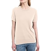 Women's 100% Merino Wool Sweaters Short Sleeve Crew Neck Sweater T-Shirt Lightweight Business Work Casual Summer Tops