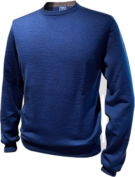 Amazon Fedeli フェデーリ クルーネックウールニットセーター メンズ カジュアル ブランド ウール ネイビー ブルー 高級 大きいサイズ コート ジャケット 通販