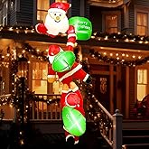 Fayavoo 8 FT Hanging Christmas Inflatables Outdoor Decorations, 3 Inflatable Santa Claus Climbing Wall with Built-in LED Lights, Funny Christmas Blow Up Yard Decoration for Xmas Tree Roof Lawn Balcony