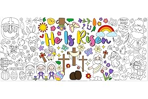 X1zuue Easter He is Risen Giant Coloring Poster for Kids Huge Religious Theme Blank Paper Banner Large Coloring Table Cover for Classroom Home Party DIY Art Craft Activity Supplies Favor 55 x 23.6 in