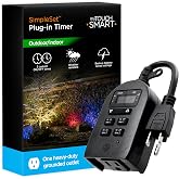 myTouchSmart Indoor/Outdoor Plug-in Digital Timer, One Grounded Outlet, Two Easy-to-Set Custom Daily On/Off Times, Weather Resistant, Ideal for Small Pumps and Seasonal Lighting, 36027