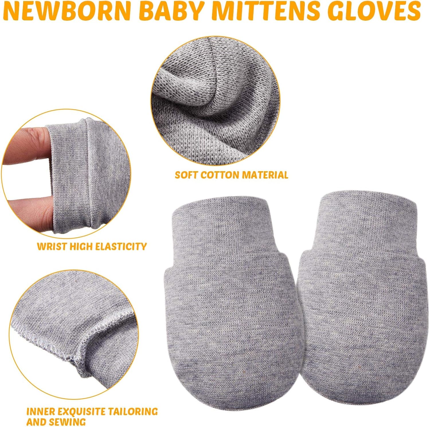 9 Pairs Newborn Baby Mittens Infant Toddler Gloves No Scratch Mittens Unisex Gloves for 0-6 Months Baby Boys Girls (Black, Gray, White): Clothing