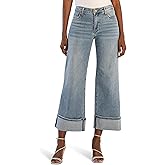 KUT from The Kloth Womens Meg High Rise Fab Ab Wide Legs Roll Up Regular Hem