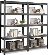 SONGMICS Set of 2 Shelving Units 30 x 75 x 150 cm Greige Black GLR030B12