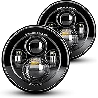 LX-LIGHT 7'' Round Black LED Headlight High Low Beam Compatible with Jeep Wrangler JK TJ LJ CJ Hummer H1 H2 (Pair)