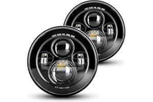 LX-LIGHT 7'' Round Black LED Headlight High Low Beam Compatible with Jeep Wrangler JK TJ LJ CJ Hummer H1 H2 (Pair)