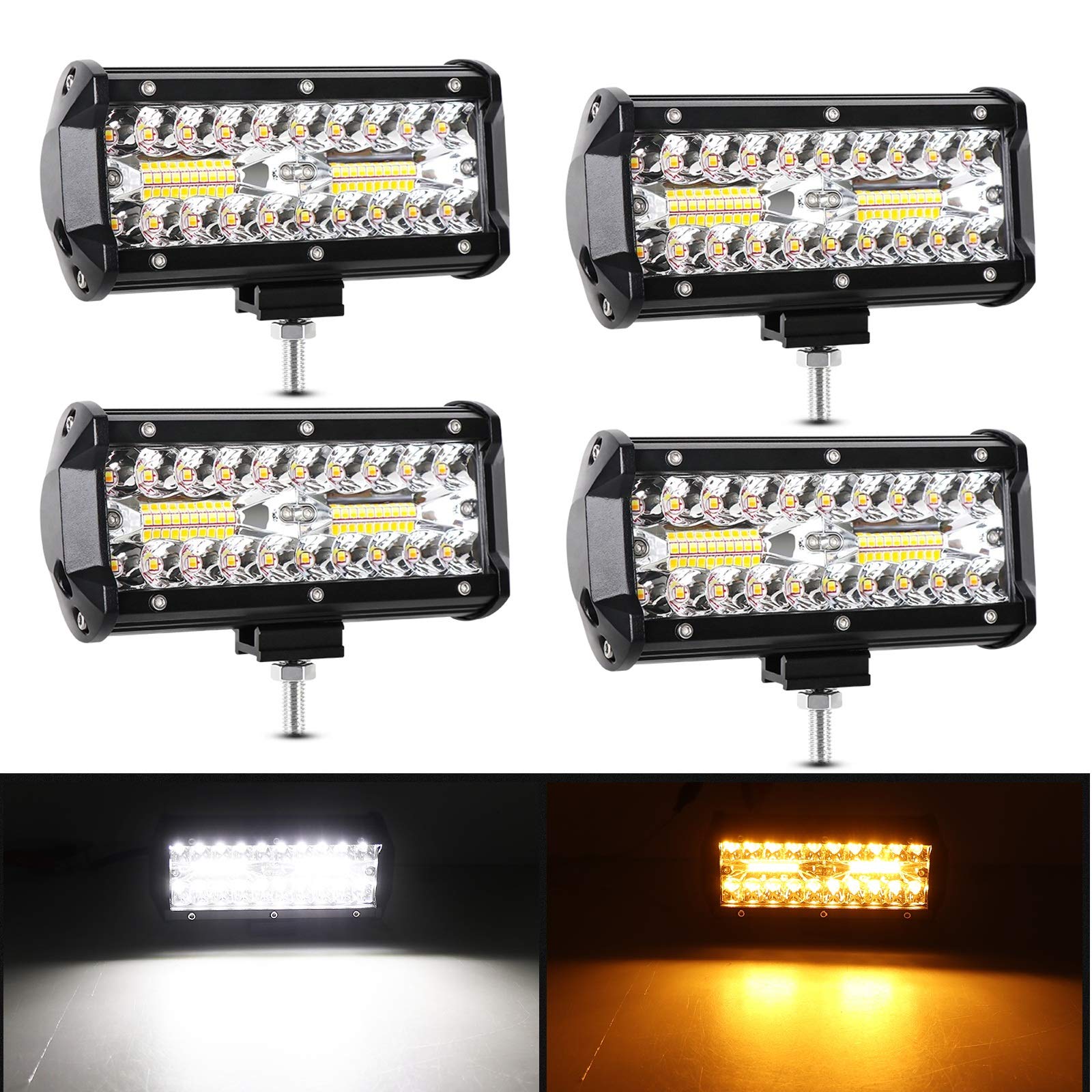 Buy 4PCS 6.5Inch LED Pod Lights Amber White Flash, AAIWA LED Light Bars for Trucks, Off Road