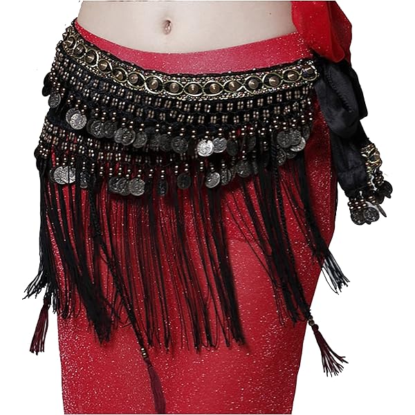 New Belly Dance Costume Hip Scarf Belt Sequin Tassel Triangle Scarf Wrap Skirt - Foto 10
