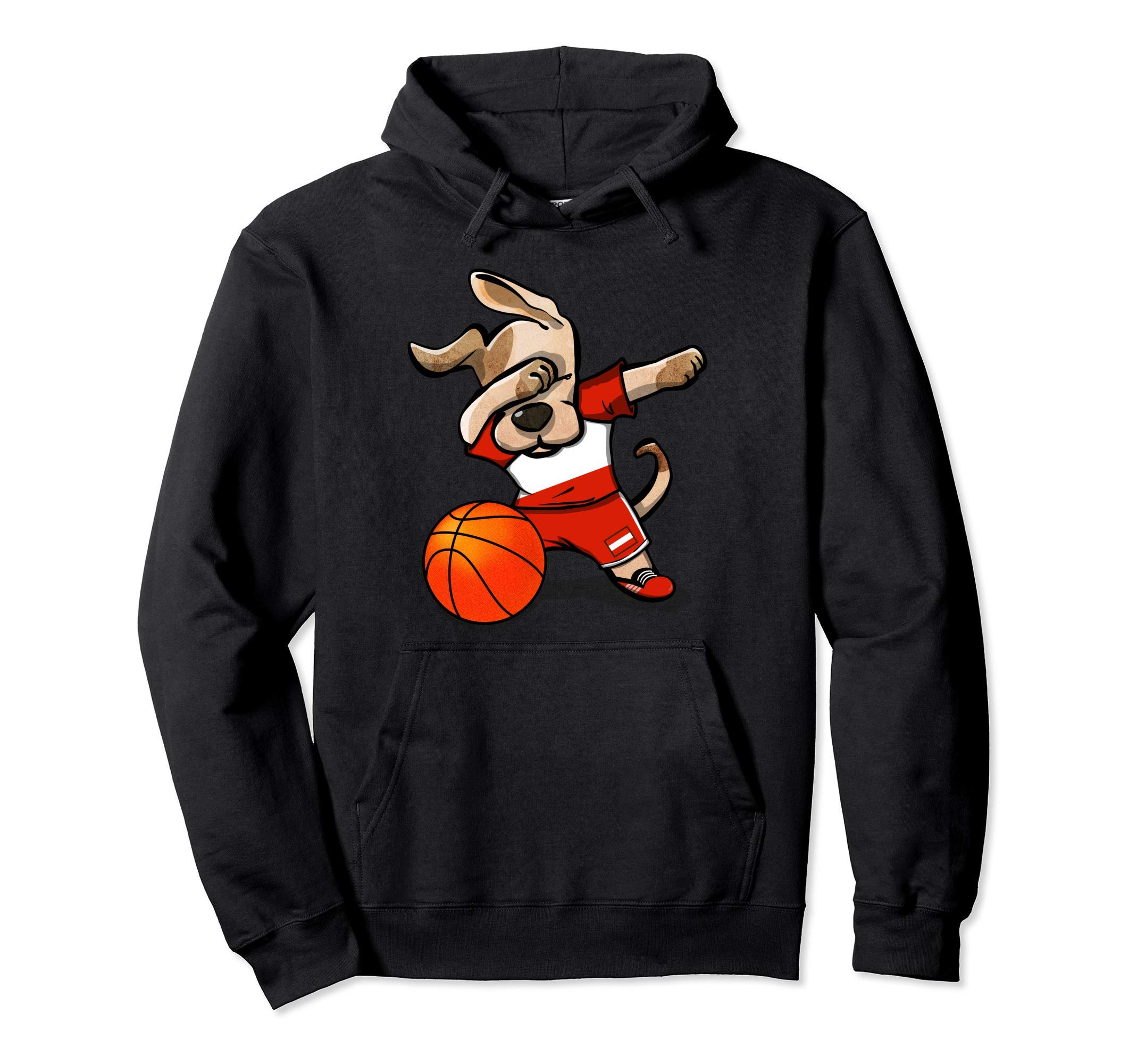 Funny Dabbing Dog Austria Basketball - Austrian Flag Sport Pullover Hoodie