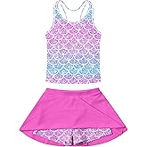 Vogseek 4-9T Girls 2-Piece Bathing Suit Sleeveless Swimsuit Tankini Sets with Shorts Skirt Swimwear