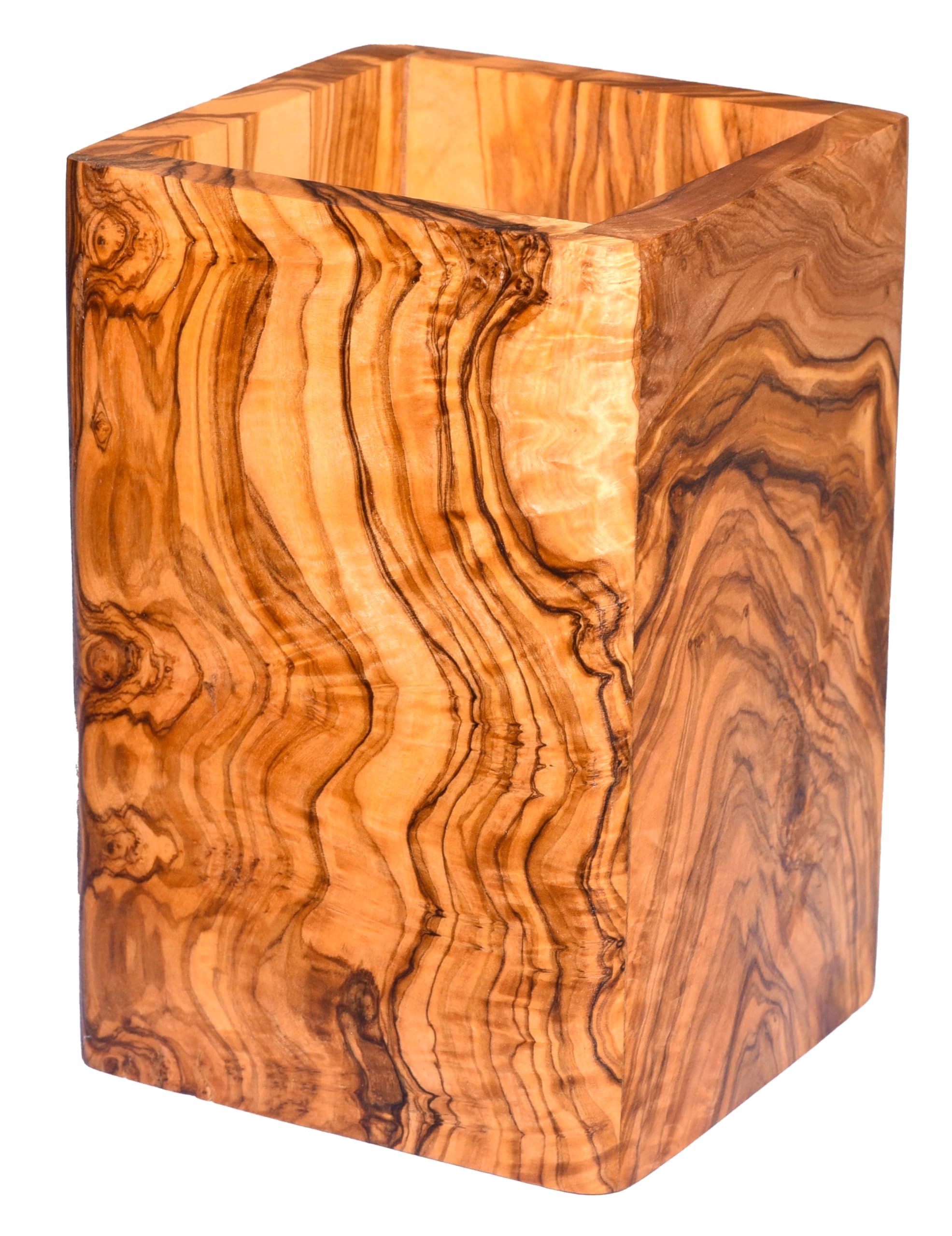 Cleminson Handmade Olive Wood Utensil Holder | Rustic Stylish Pot Caddy Kitchen Organiser