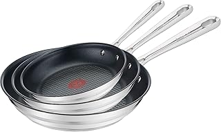 Tefal E011S3 Jamie Oliver Brushed Pfannenset, 3-teilig, bestehend aus Pfanne 20 cm (E85602), Pfanne 24 cm (E85604) und Pfanne 28 cm (E85606), Edelstahl