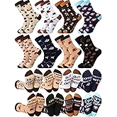 Liitrsh 8 Pairs Novelty Coffee Socks for Women Cotton Crew Socks for Adults Barista Coffee Lover Holiday Favors