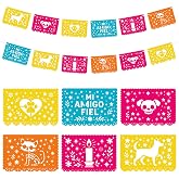 TaoBary 2 Pcs Dia De Los Muertos Banner Dog Papel Picado Banner 7.1 Inch | Day of The Dead Dog Decor, Pet Skeleton Paper Hanging Garland, Dog Altar Decor for Pet Ofrenda, Mexican Fiesta Supplies