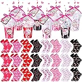 Capoda 24 Set Valentine's Day Cup Socks Gifts, Bulk Pink Heart Fuzzy Fluffy Socks, Galentines Gifts Party Favor for Women