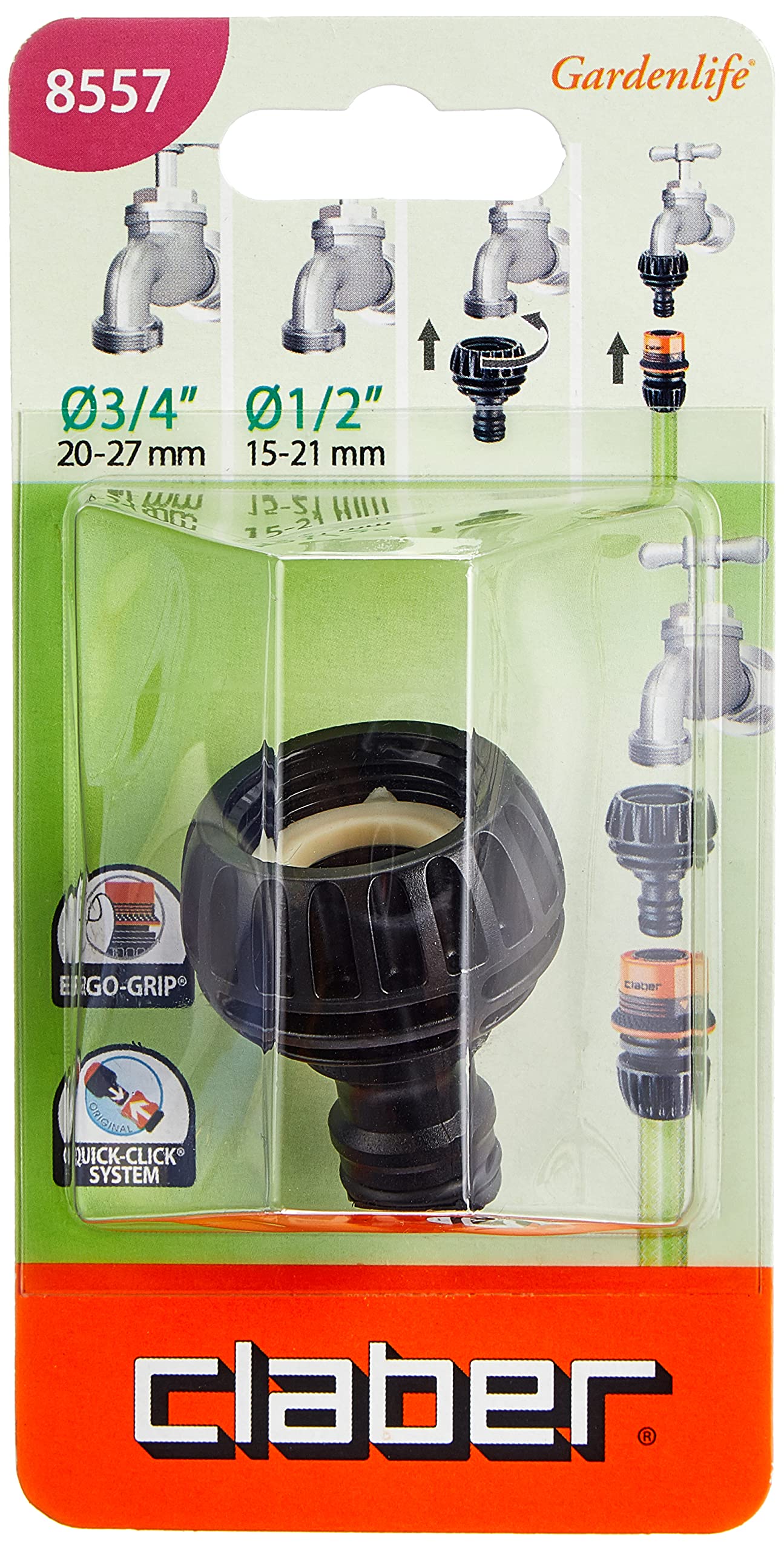 Claber 1/2 Inch And 3/4 Inch Threaded Tap Connector