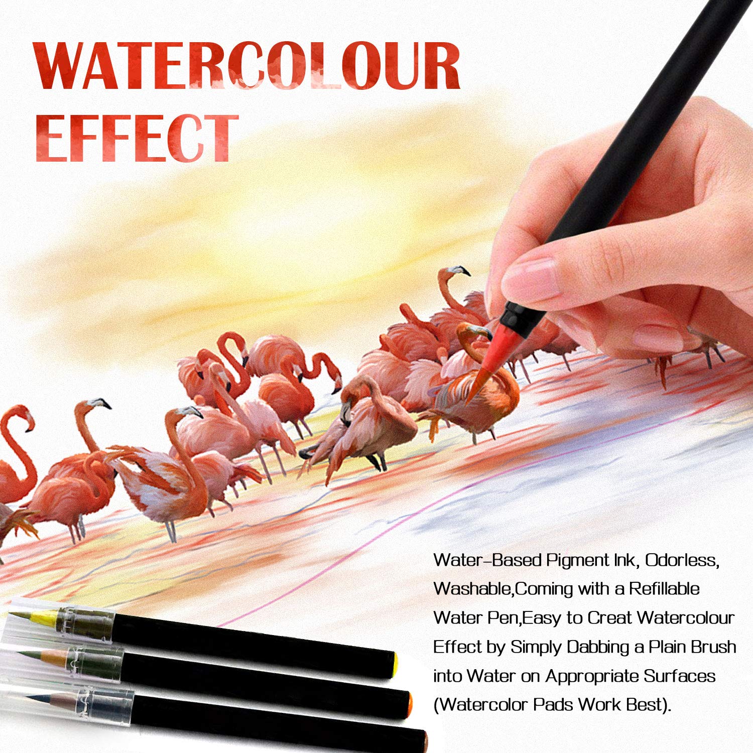 Amteker 24+2 Aquarellstifte, Brush Pen Set, Malen, Pinselstifte mit Flexiblen Nylonspitzen, Stifte Mädchen Geschenke 6-11 Jahre, Geschenk Mädchen 6-10 Jahre, Einschulung Mädchen Kinder Teenager 5