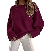PRETTYGARDEN Women's Fall Oversized Sweaters Casual Crewneck Pullover Long Sleeve Fuzzy Chunky Knit Tops Blouse