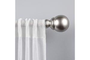 EXCLUSIVE HOME CURTAINS Exclusive Home Sphere 1" Curtain Rod and Coordinating Finial Set, Matte Silver, Adjustable 66"-120"