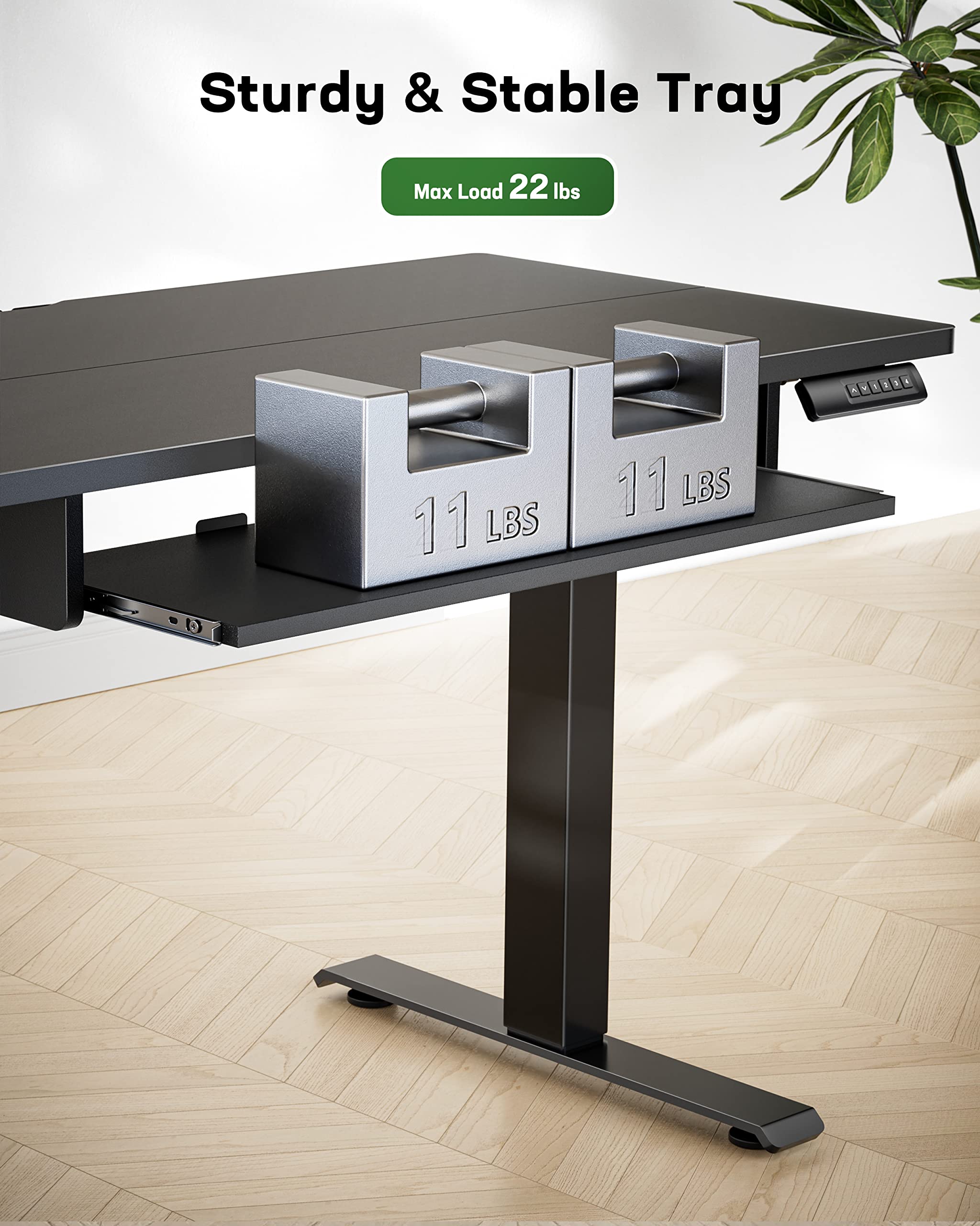 Marsail Standing Desk Adjustable Height with Extra Large Keyboard Tray, 55
