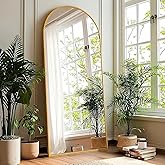 KOMCOTE 71x28 Inch Arched Floor Mirror - Full Length Gold Standing Mirror for Bedroom, Living Room, Dressing - Tall Leaner Mi