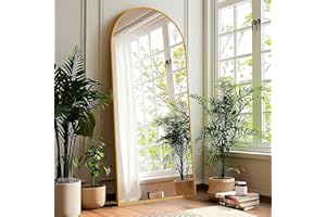 KOMCOTE 71x28 Inch Arched Floor Mirror - Full Length Gold Standing Mirror for Bedroom, Living Room, Dressing - Tall Leaner Mirror with Arch Design, Wall or Free-Standing Decor