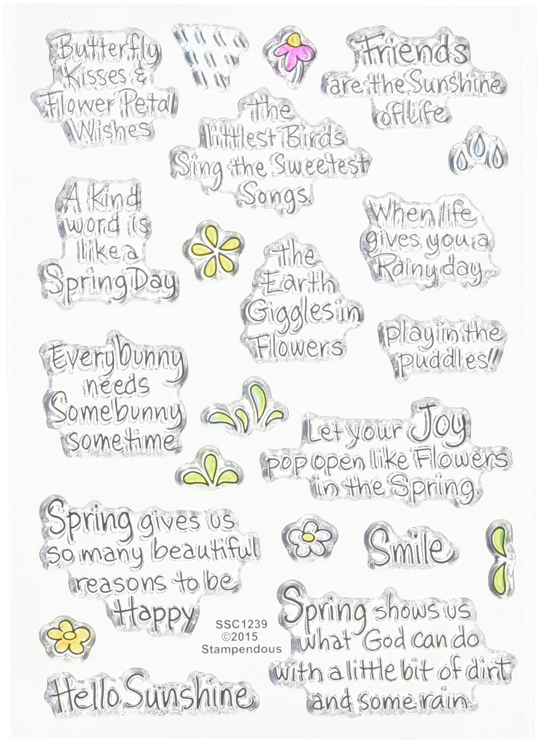 Stampendous Stampendous Perfectly Clear Stamps 4-inch x 6-inch Spring Sentiments, Acrylic, Multicolour