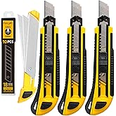 FeiLyKi 3-Pack 18mm Utility Knife Box Cutters Exacto Knife Construction Knife,Retractable,10 SK5 Snap Off Blade-2029