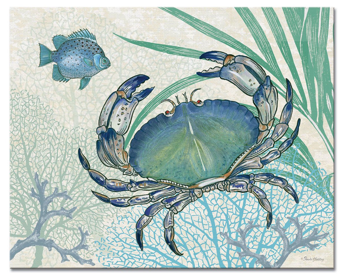 CounterartOceana Crab 3mm Tempered Glass Cutting Board 15” x 12” Manufactured in the USA Serving Board Charcuterie Board