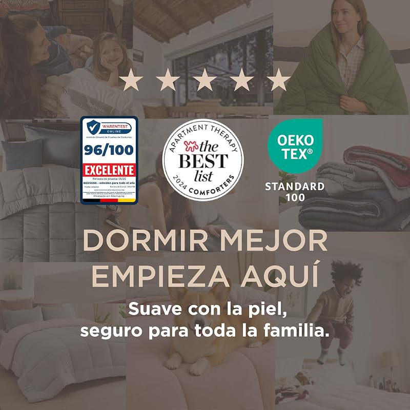 Bedsure edredom cama 150 entretiempo - enchimento nórdico 240x220 cm de 300 gr/m² para cama de casal 150x200, edredons de outono e primavera, fibra macia e cinza