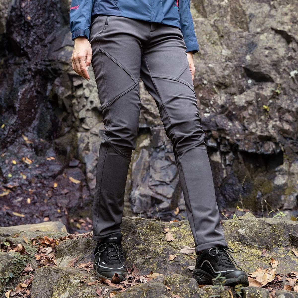 FREE SOLDIER Women's Outdoor Water Resistant Fleece Lined Softshell Pants Windproof Breathable Lightweight Hiking Cargo Pants : Clothing