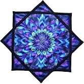 BVCY Flow Star (UV Reactive) Beginners Spinning Juggling and Skill Toy Cloth Easy to Rotate Fingertip Rotating Dapo Star Blue&amp;Mandala&amp;Flower (R05-Style4)