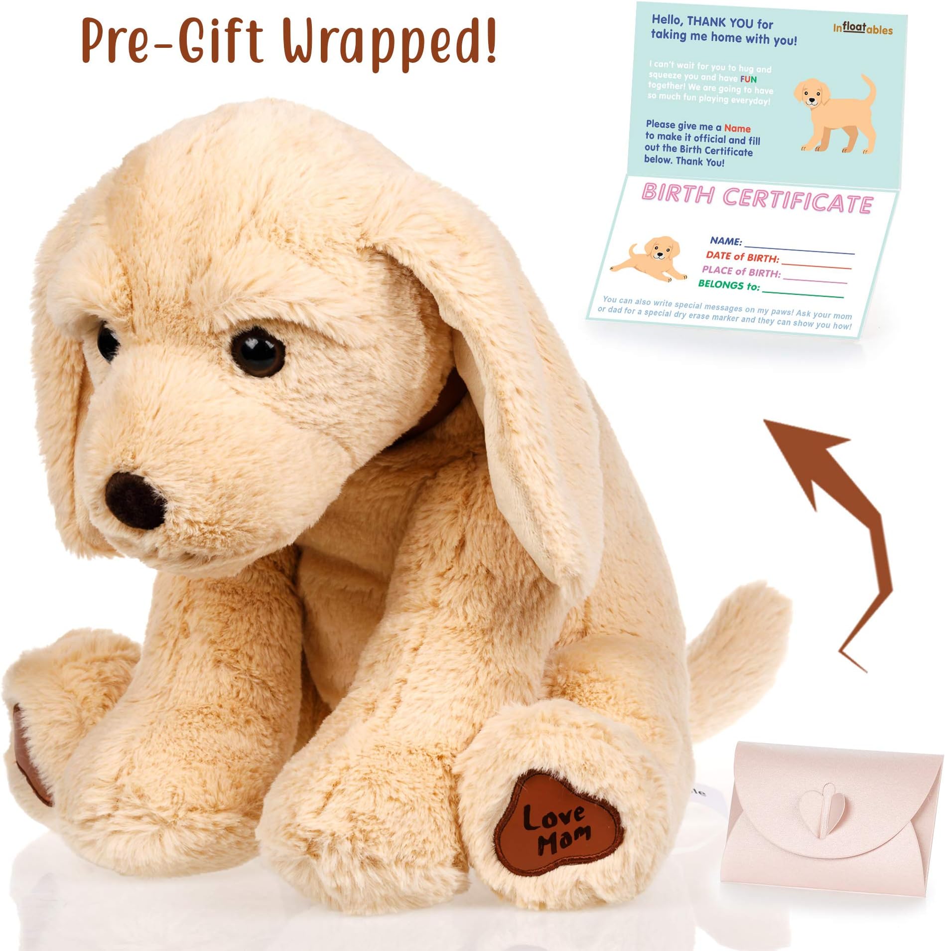 Dog Stuffed Animals - Cute, Soft and Cuddly Puppy Golden Retriever Labrador Plush Animals Toy