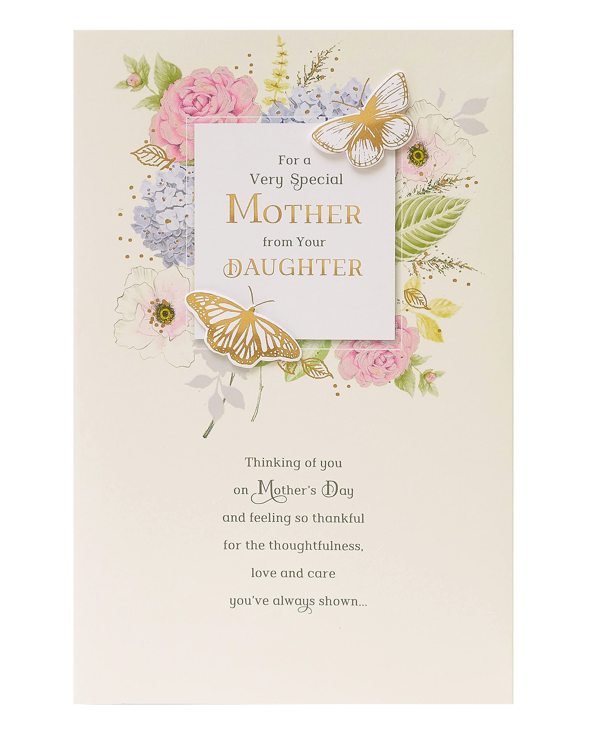 UK Greetings Mother's Day Card from Daughter With Envelope - Traditional Design