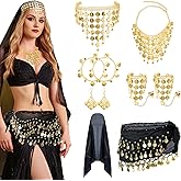 ARQRHTLY 10 Pcs Gypsy Costume Women Belly Dancer Outfits Accessories Set Pirate Costume Sets Women Clothes for Halloween