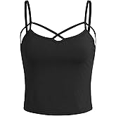 SweatyRocks Women's Spaghetti Strap Crop Top Criss Cross Camisole Tank Tops