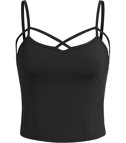 X-tra Strappy Cami Tank Criss Cross Front Top Sleeveless Cotton