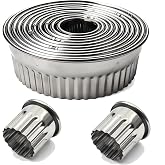 11Pcs Fluted Round Cookie Cutter Set, Stainless Steel Scalloped Cookie Cutter, Reusable with Jagged Edge Design for a Special