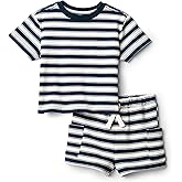Amazon Essentials x Sofia Grainge Toddler and Baby Boys' Regular Fit T-Shirt and Short Set